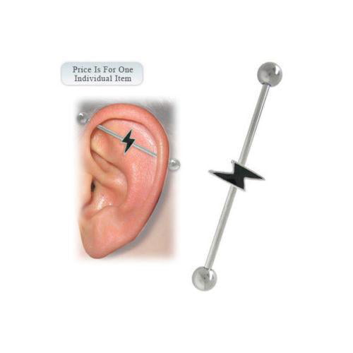 14G 38mm 5mm Gem Eye Skull Industrial Barbell Ear Ring Body Piercing Jewellery